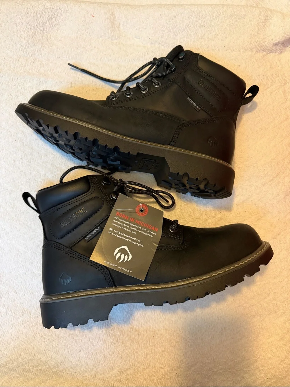 Wolverine Waterproof Leather Work Boots Black Men’s 9.5 NWT